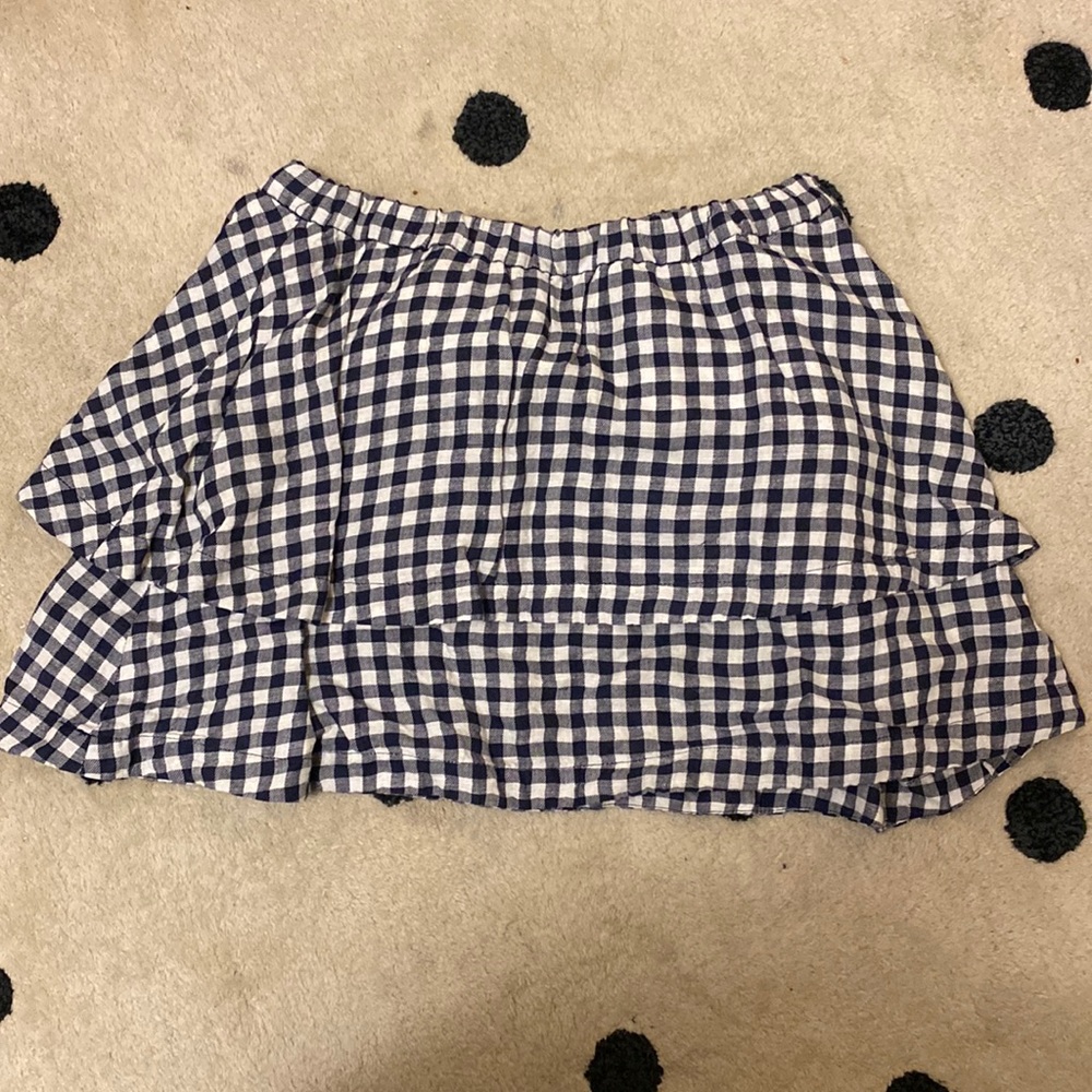 Madewell navy gingham pull on skirt size Small